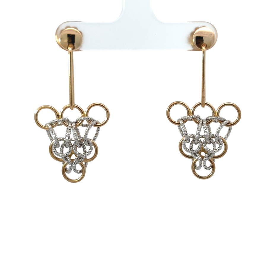 Silver 2-tone earrings with contrasting finishes