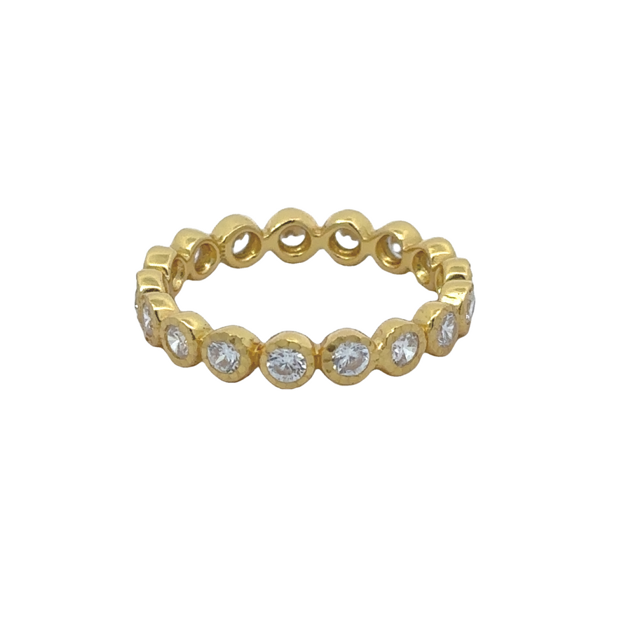 Silver ring with shimmering cubic zirconia stones