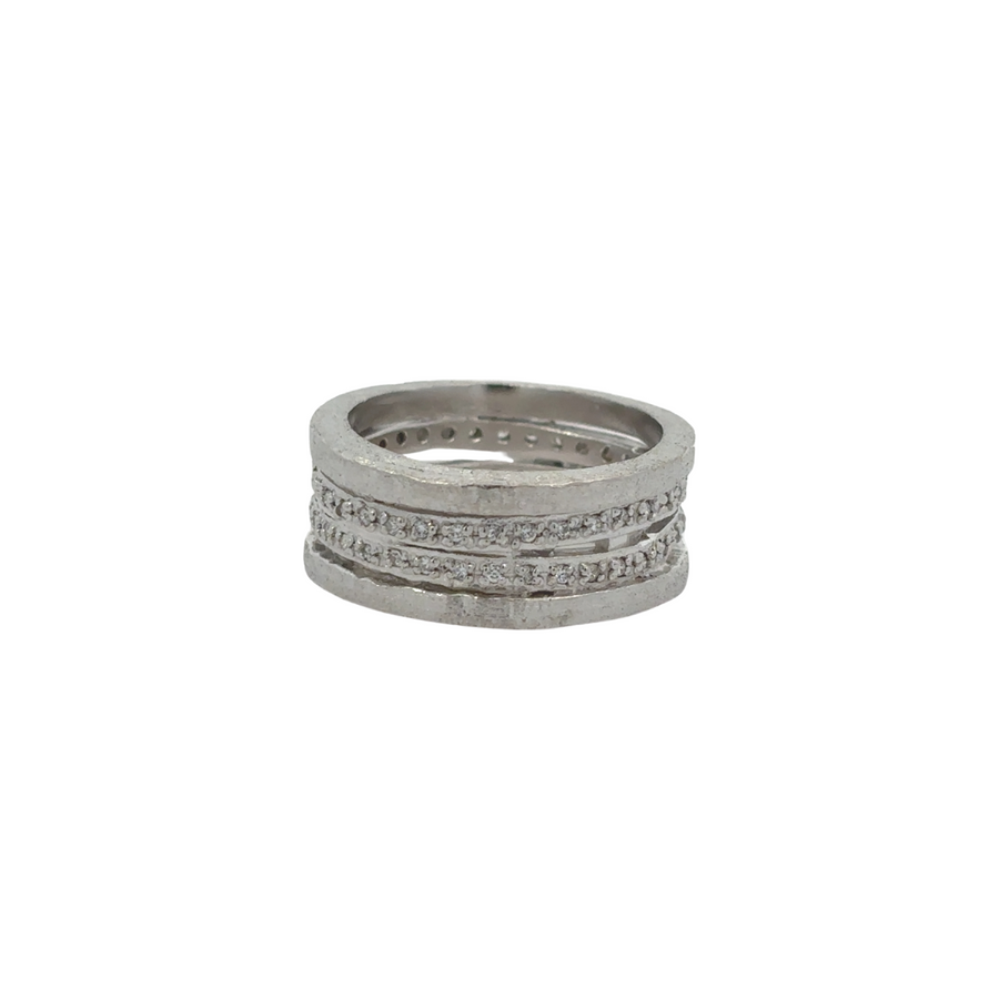 Silver white ring for women size 7 close-up