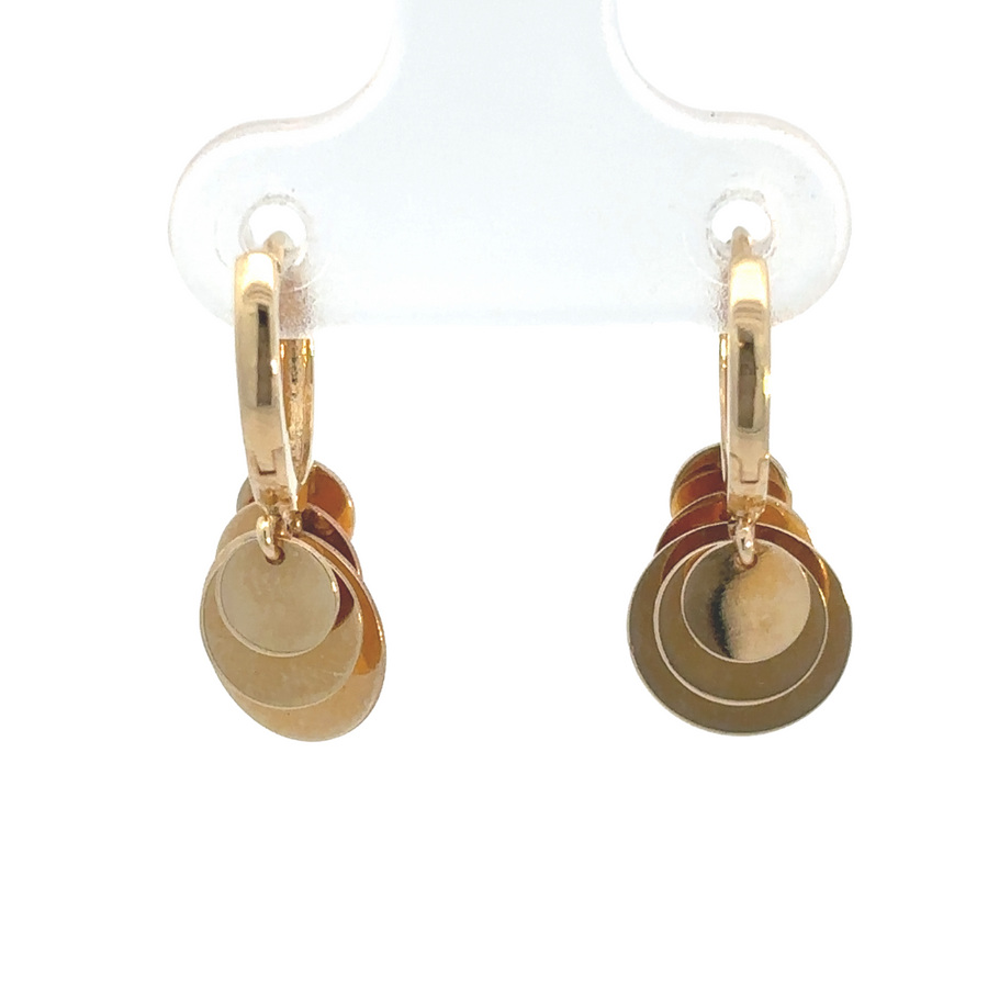 Small 14k gold huggies with interconnected circles