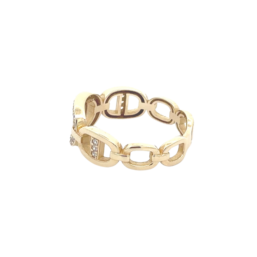 Minimalist 14k gold ring for women with CZ stones