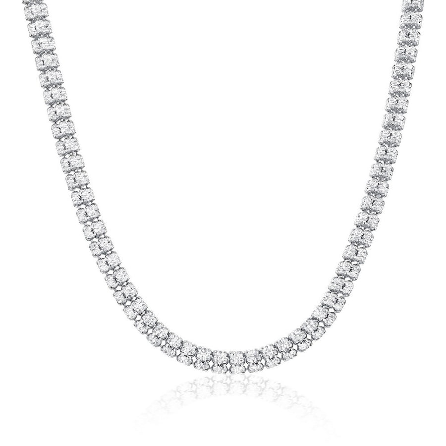 Rhodium-plated silver chain on white background