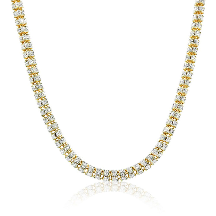 Sterling silver 5mm diamond-cut two-tone ice chain close-up