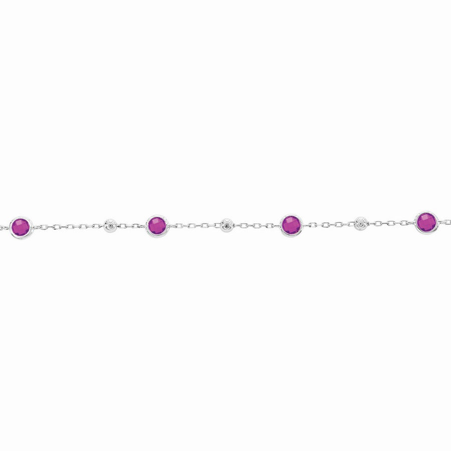 Elegant bracelet with silver beads and ruby CZ accents