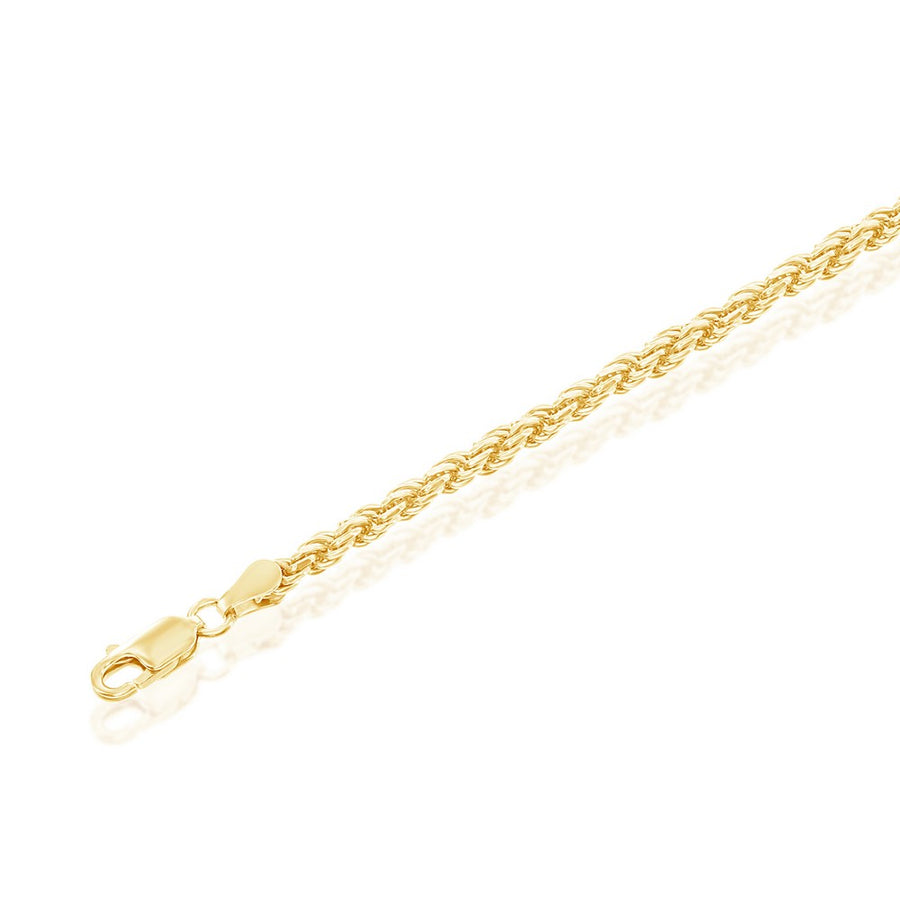 Close-up of diamond-cut rope chain in gold finish