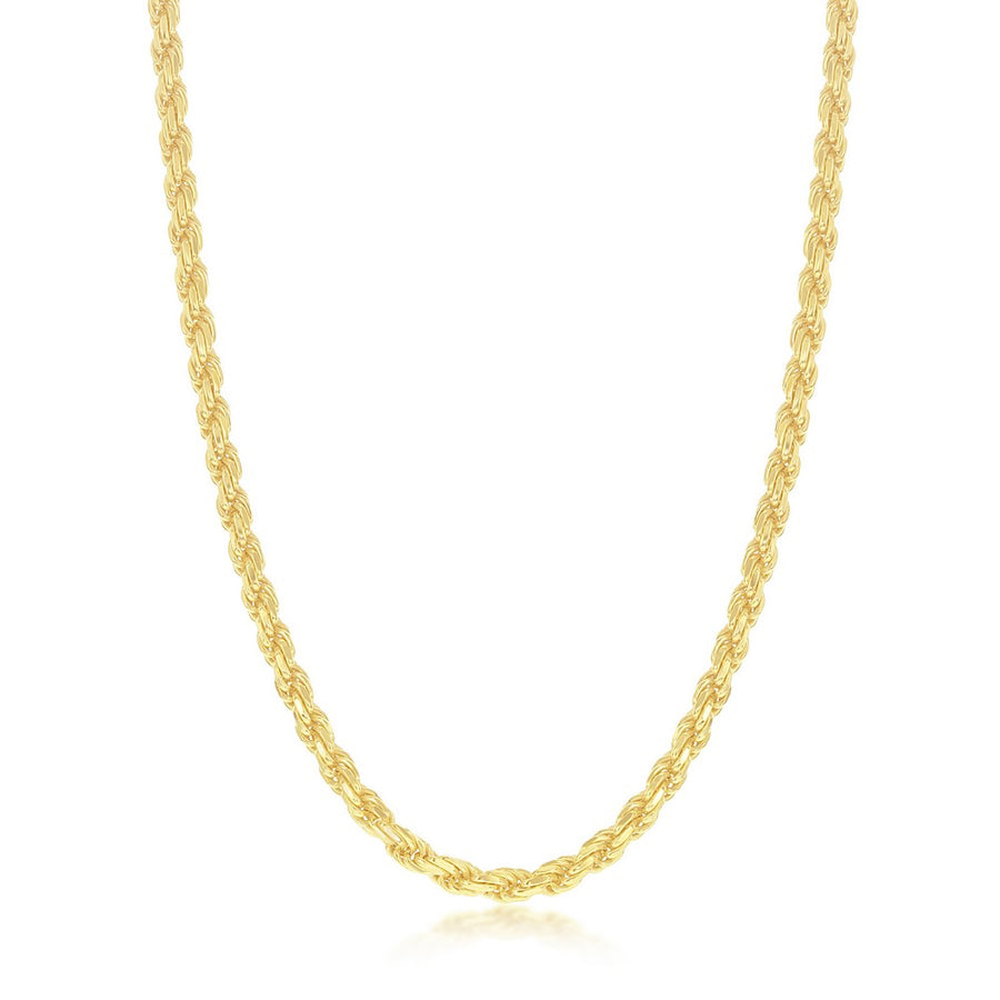 Gold-plated sterling silver rope chain with 3mm thickness