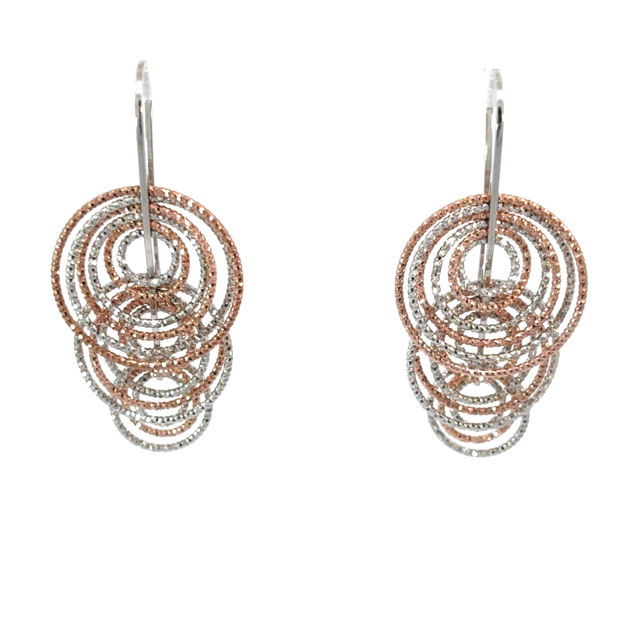 Two-tone small circle earrings with diamond-cut detailing