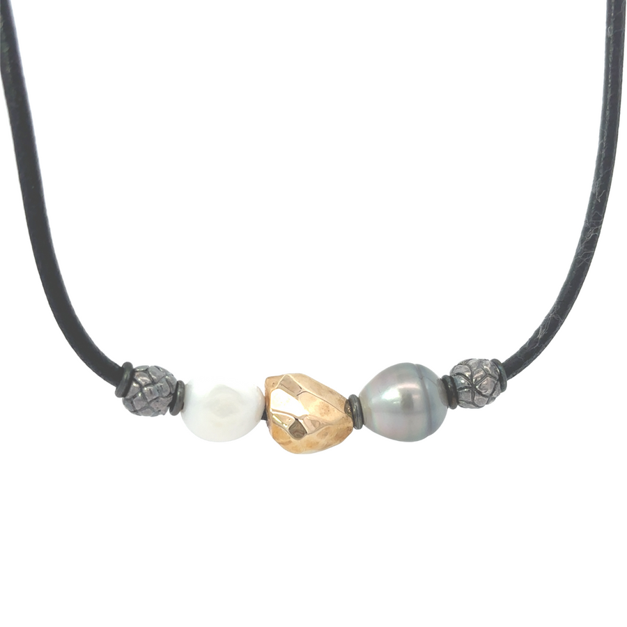 16-inch leather necklace paired with 6 cm bracelet