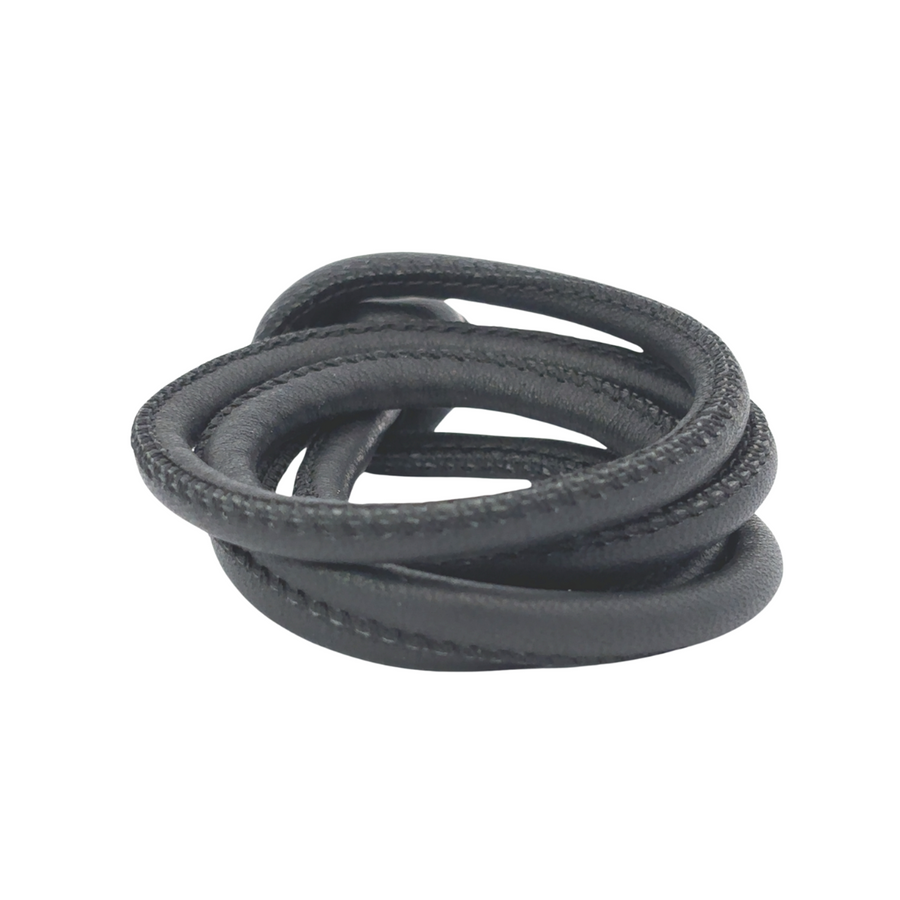 Black Leather Bracelet – Unisex 35 cm