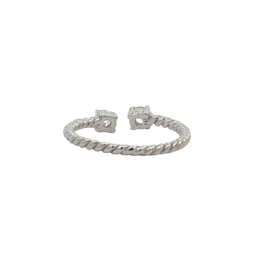 Open Rope Silver Ring with CZ - Size 5 for Women