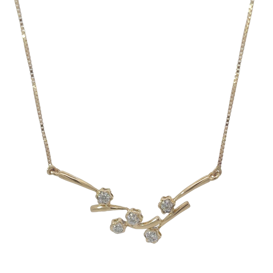 14k Gold Necklace with Diamonds – 16.5 Inches