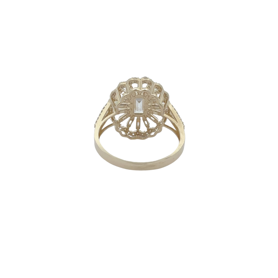 14k Gold Oval CZ Ring – XL Glamour