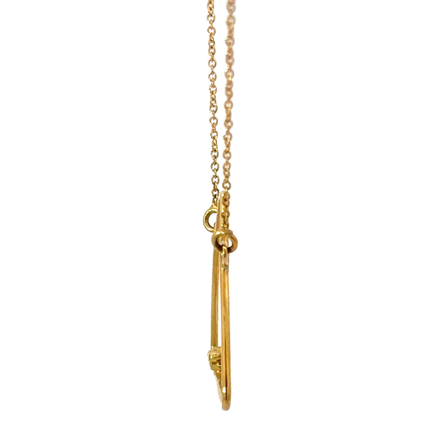 14k Gold Chain with Pendant and Diamond – 17 Inches