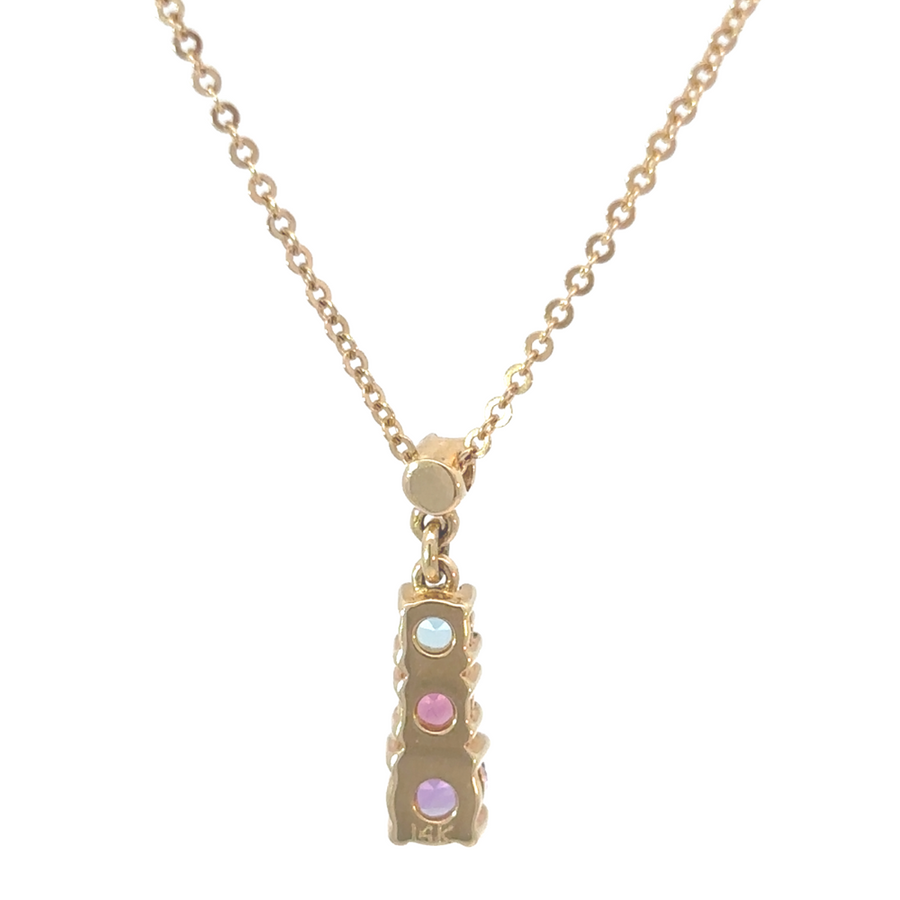 14k Yellow Gold Necklace with Three Stones – 16.75 Inches