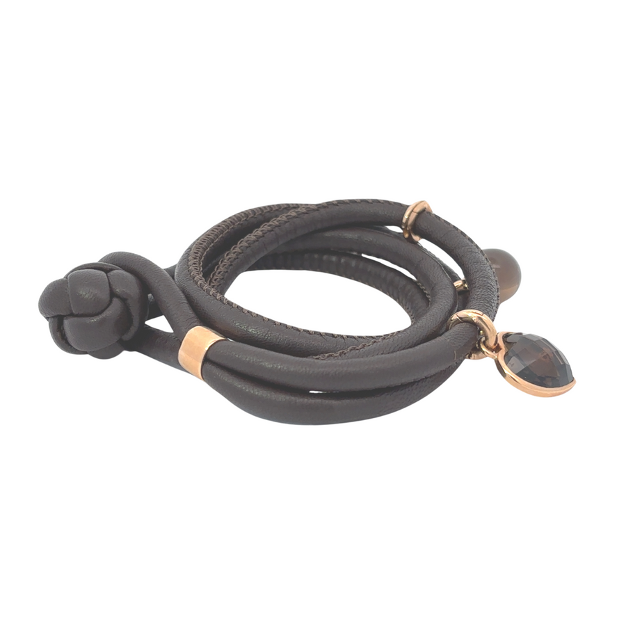 Unisex Leather Bracelet with Heart, Ball, and Key Accents