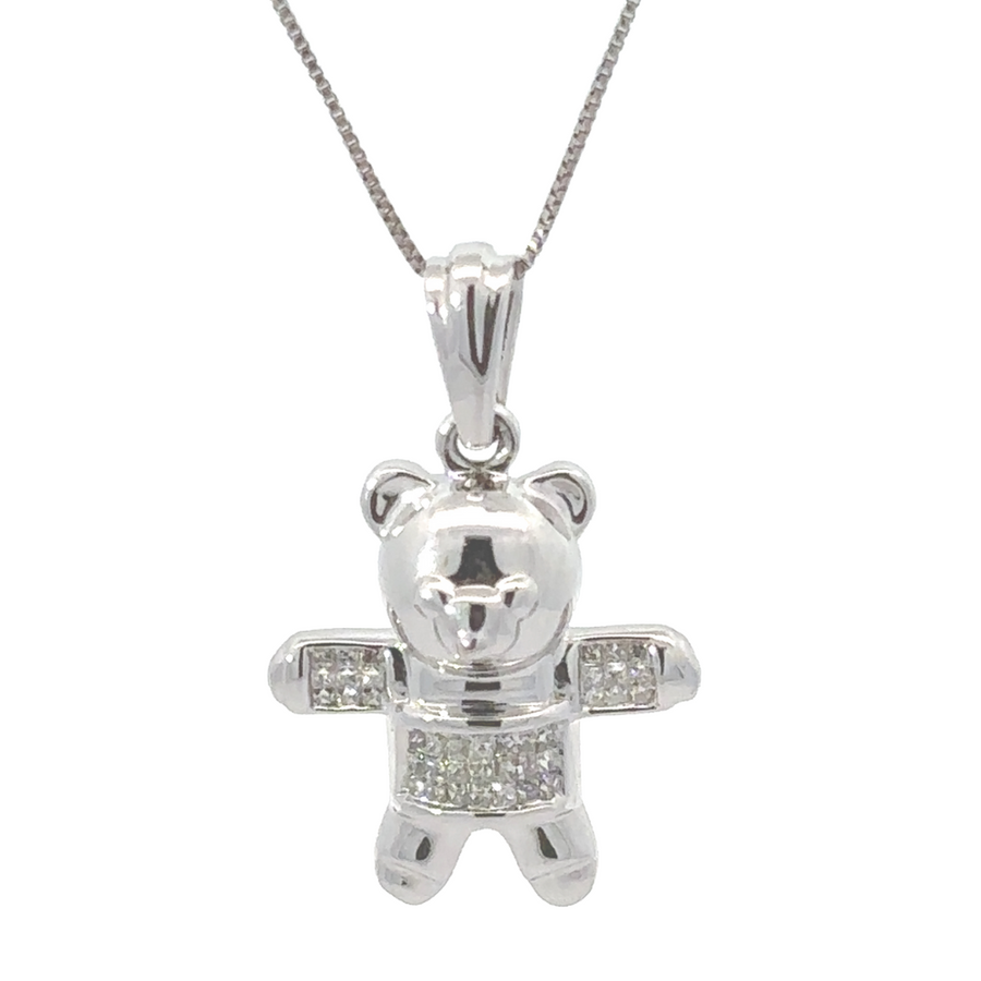 14k Gold Bear Pendant with Diamonds – Unisex