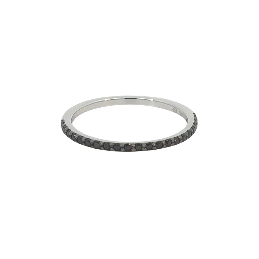 Thin Black Silver Ring - Elegant and Minimalist Design for Women