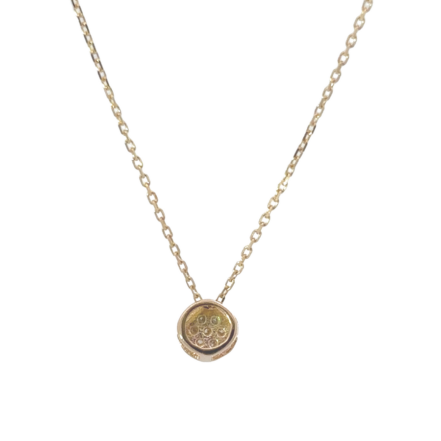 18k Gold Small Circle Necklace with Diamonds for Women