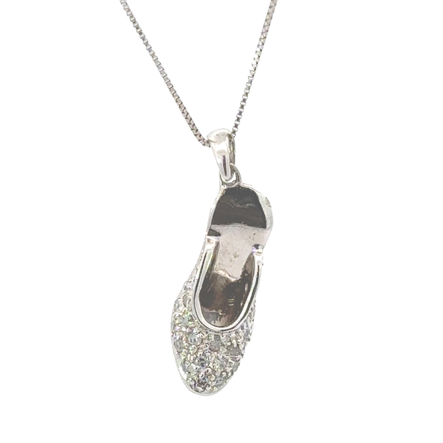 14k White Gold Pendant with 0.25 CT Diamonds – For Women