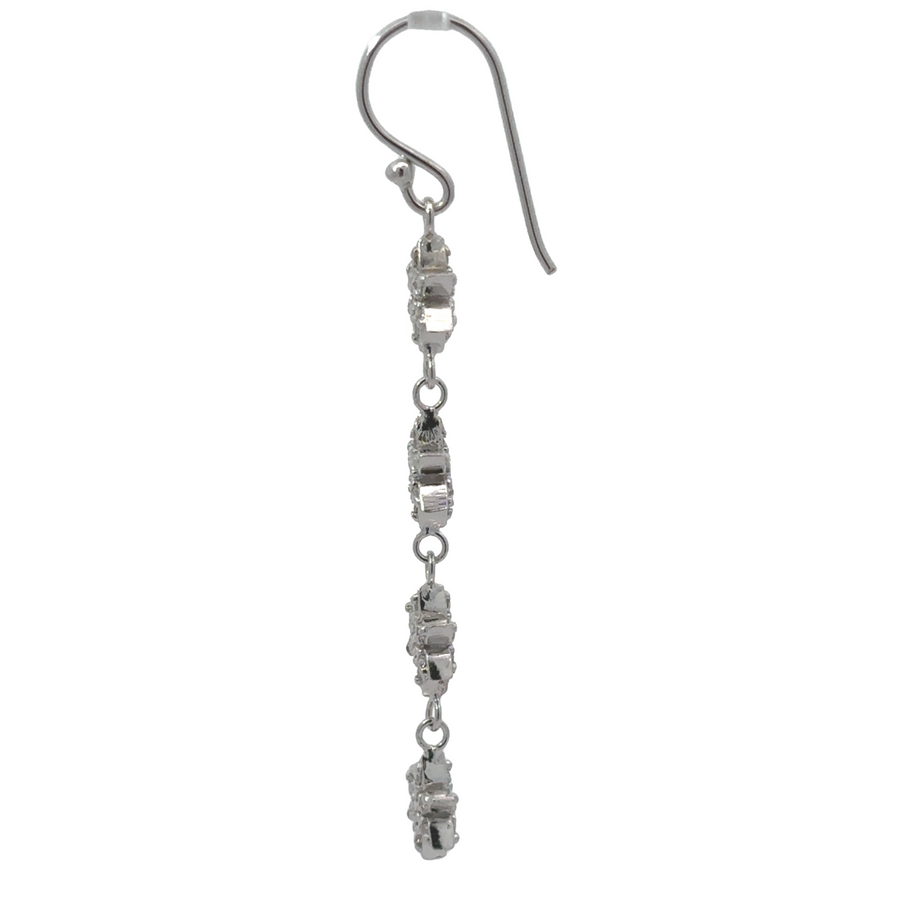 Silver Earrings with Small 4-Flower Design for Women