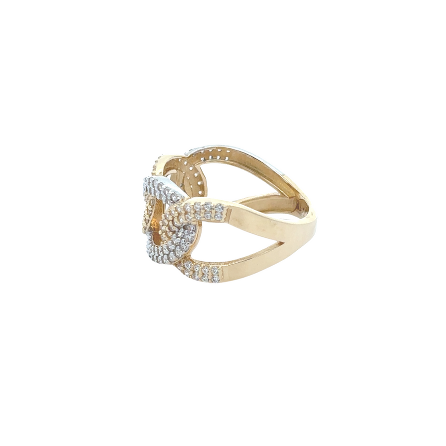 14k Gold Oval CZ Accent Ring