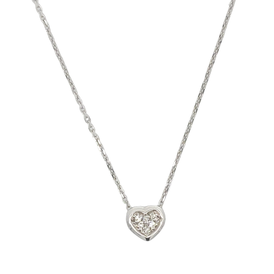 18k Gold Small Heart Necklace with Diamond for Women