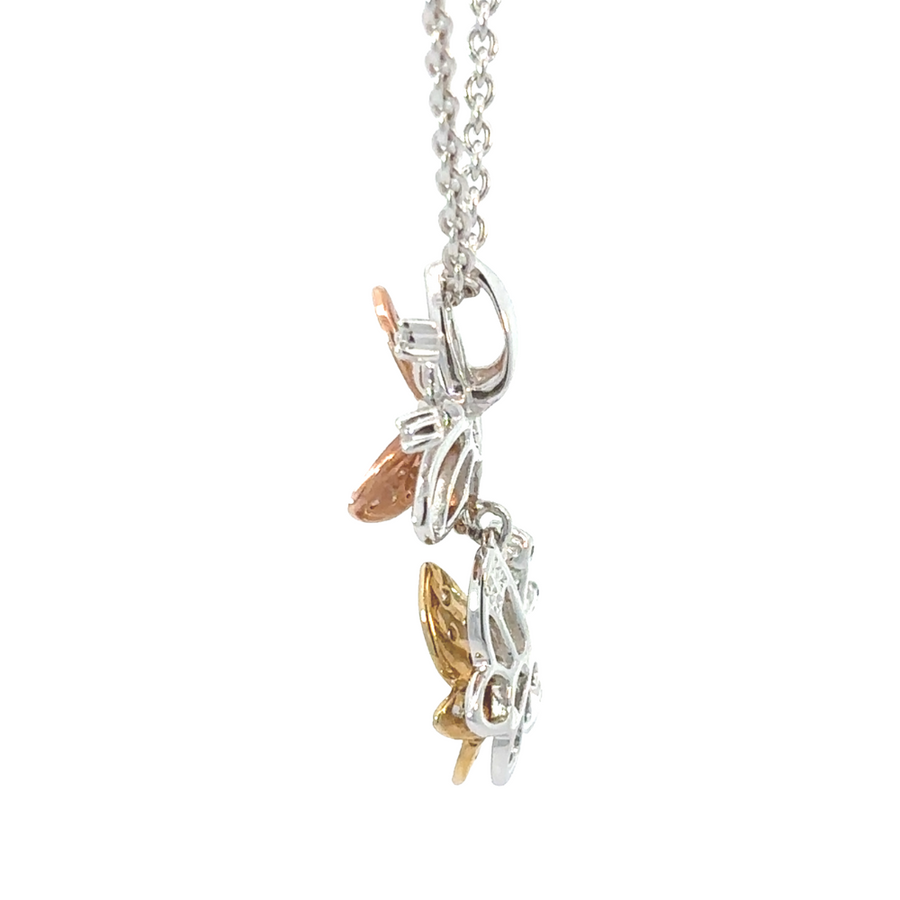 14k Gold Necklace with Two Butterfly Pendant – 18.75 Inches