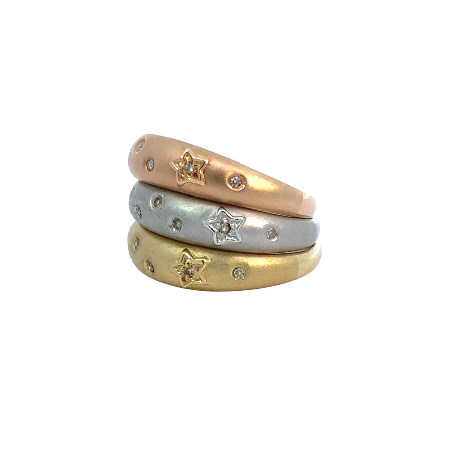 14k Gold 3-Tone Rings with Diamonds – Elegant Women’s Jewelry