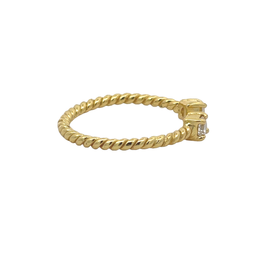 Open Rope Yellow Gold Ring with CZ - Size 5 for Women