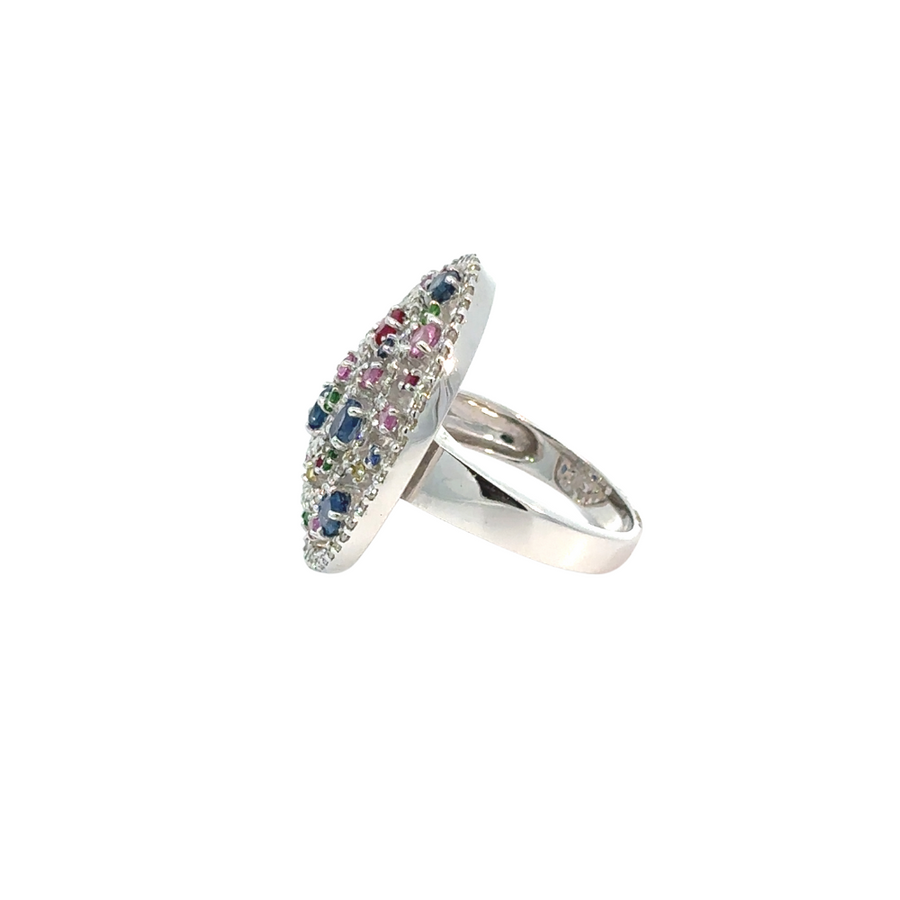 14k White Gold Ring with 0.77 CT Diamonds – Size 6