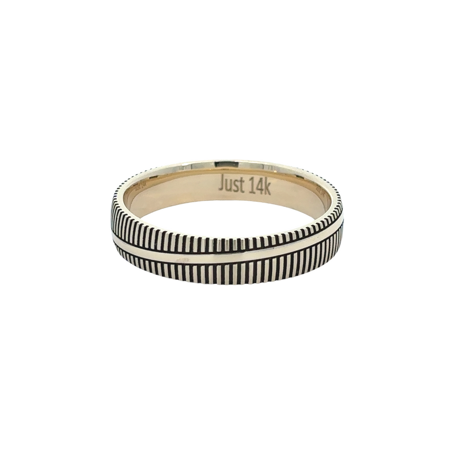 14k Gold Men's Ring with Dual Line Design