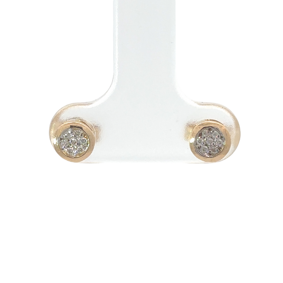 18k Gold Small Circle Earrings with Diamonds for Women