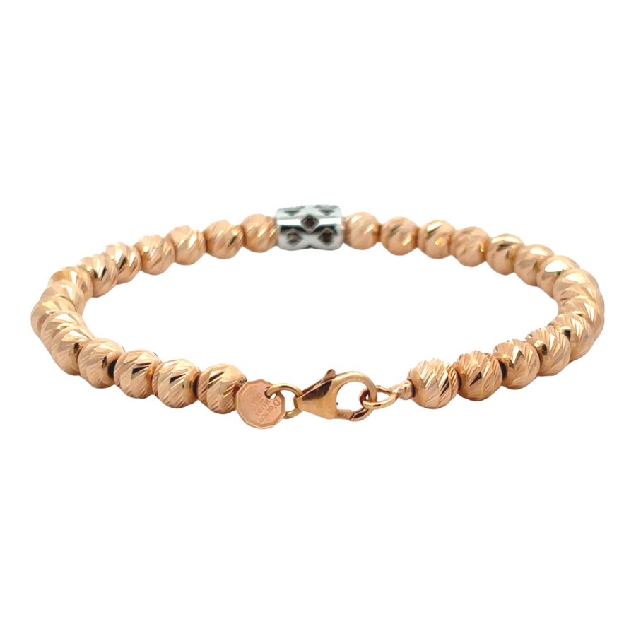 14k Rose Gold Braid Bracelet with Diamonds – Elegant Women’s Jewelry