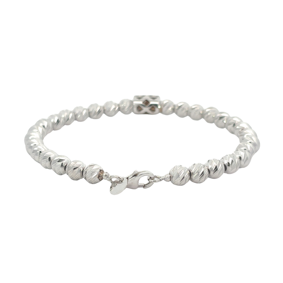 14k White Gold Braided Bracelet with Diamonds – 53mm