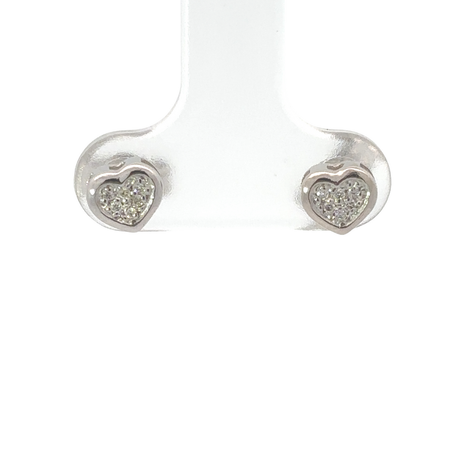 18k Gold Small Heart Earrings with Diamonds for Women