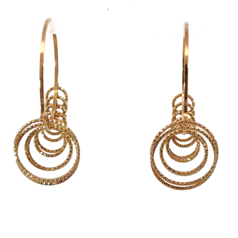 Rose Gold Diamond Cut Circles Earrings for Women