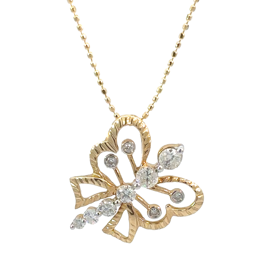 14k Gold Butterfly Pendant with 0.50 CT Diamonds – For Women