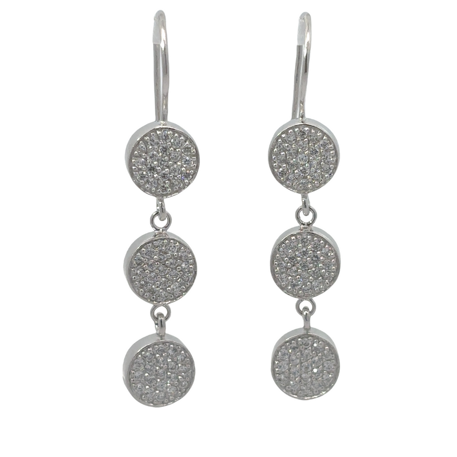 Silver Earrings with 3 Shiny Circles