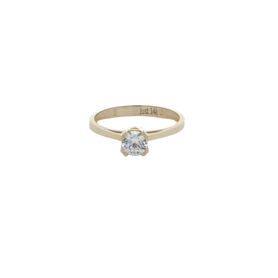 14k Gold Solitaire Small CZ Ring – Subtle & Elegant