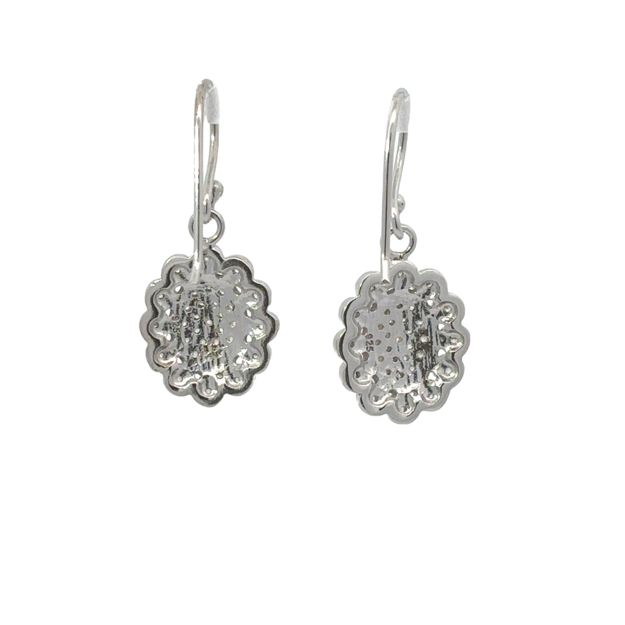 White Gold Silver  Flower Earrings