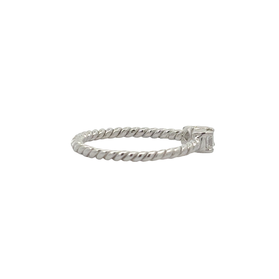 Open Rope Silver Ring with CZ - Size 5 for Women