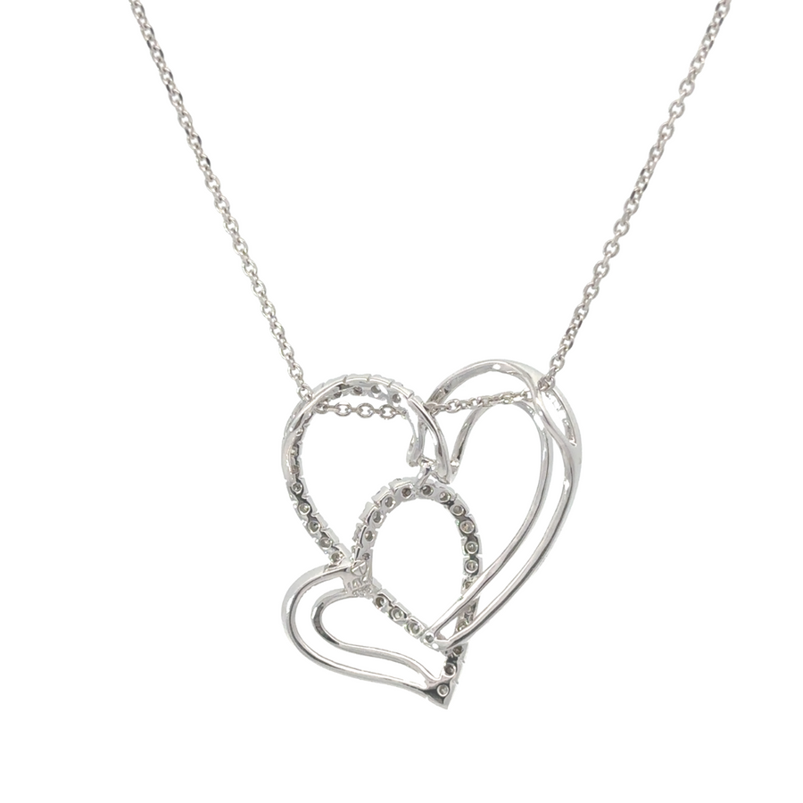 14k Gold Heart Necklace with Diamonds – 17-Inch