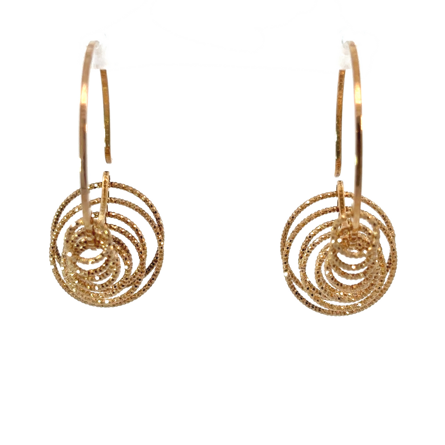 Rose Gold Diamond Cut Circles Earrings for Women