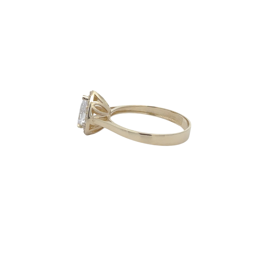 14k Gold Solitaire CZ Drop Ring – Elegant & Refined