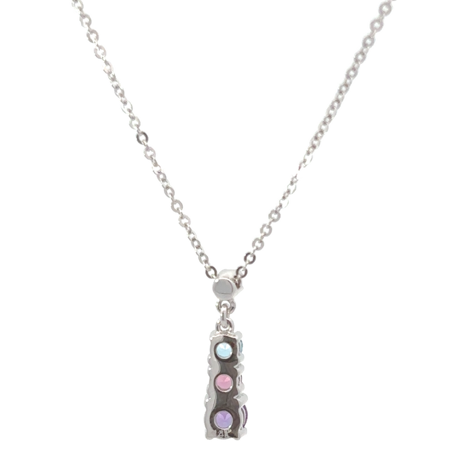 14k White Gold Necklace with 3 Stones – 16.75 Inches