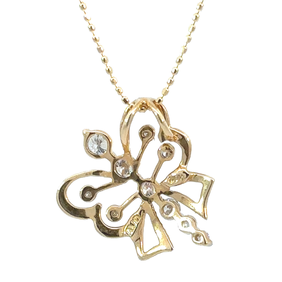 14k Gold Butterfly Pendant with 0.50 CT Diamonds – For Women