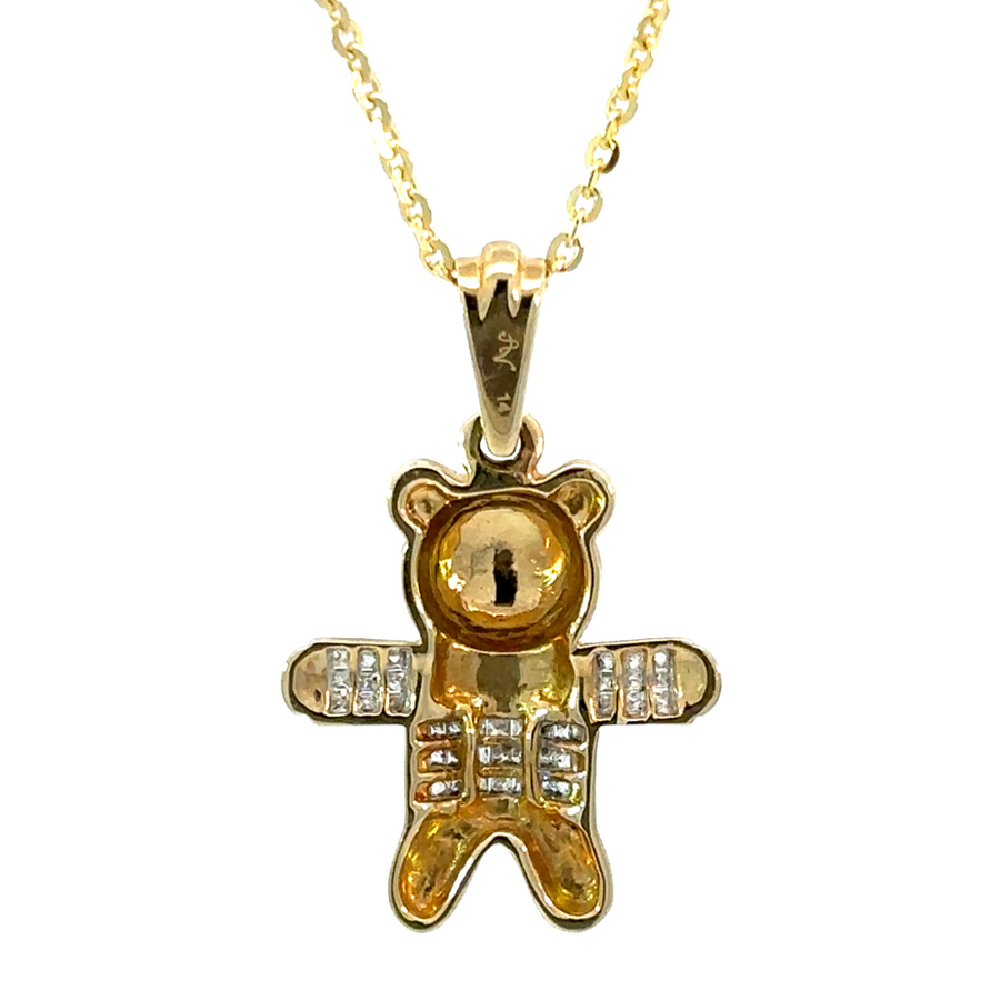 14k Gold Bear Pendant with Diamonds – For Unisex