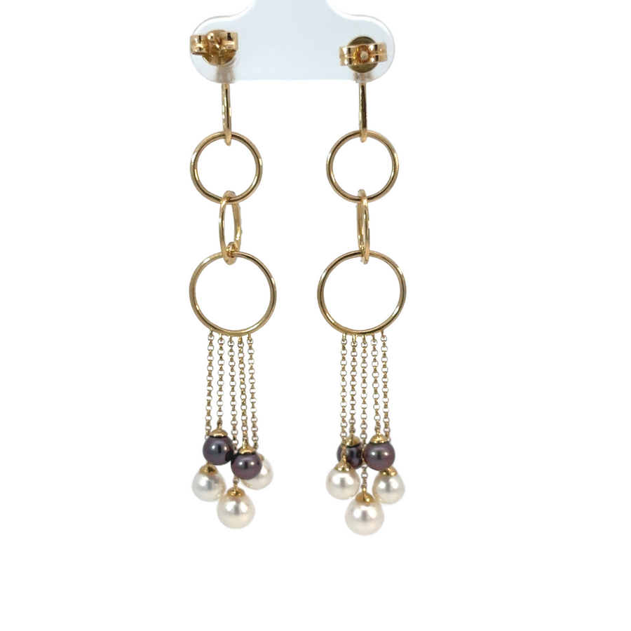 14k Gold Earrings with Diamonds and Pearls – Elegant Women’s Jewelry