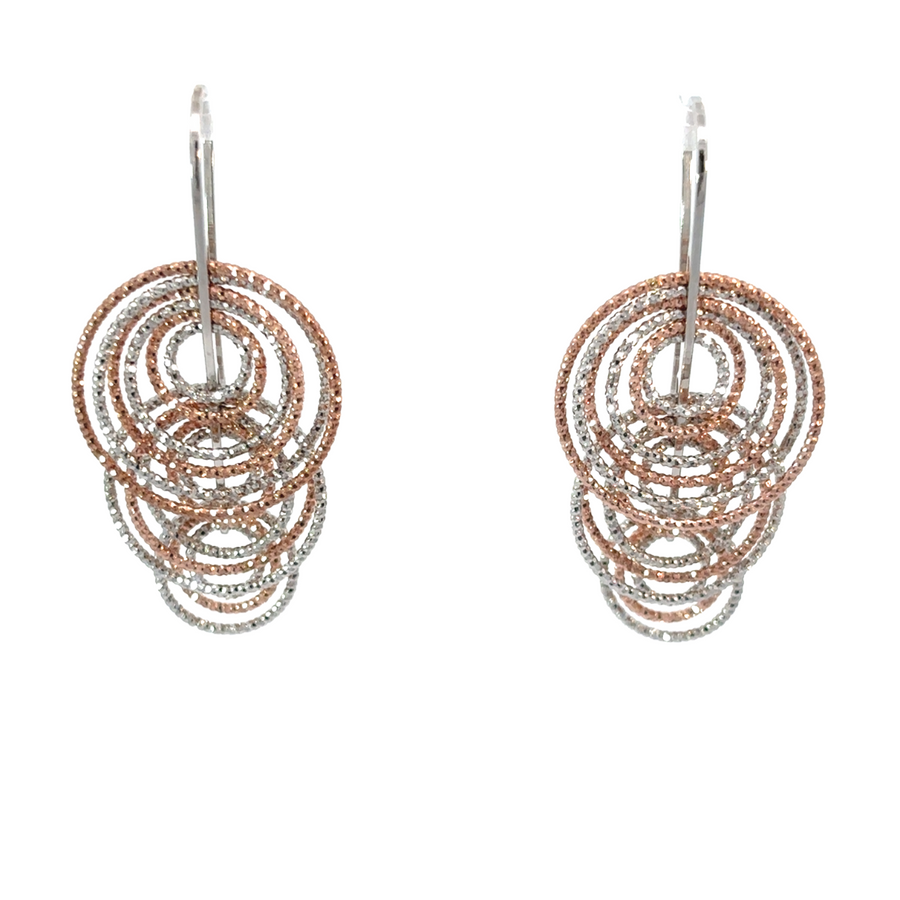 Two-Tone Small Circle Diamond-Cut Earrings