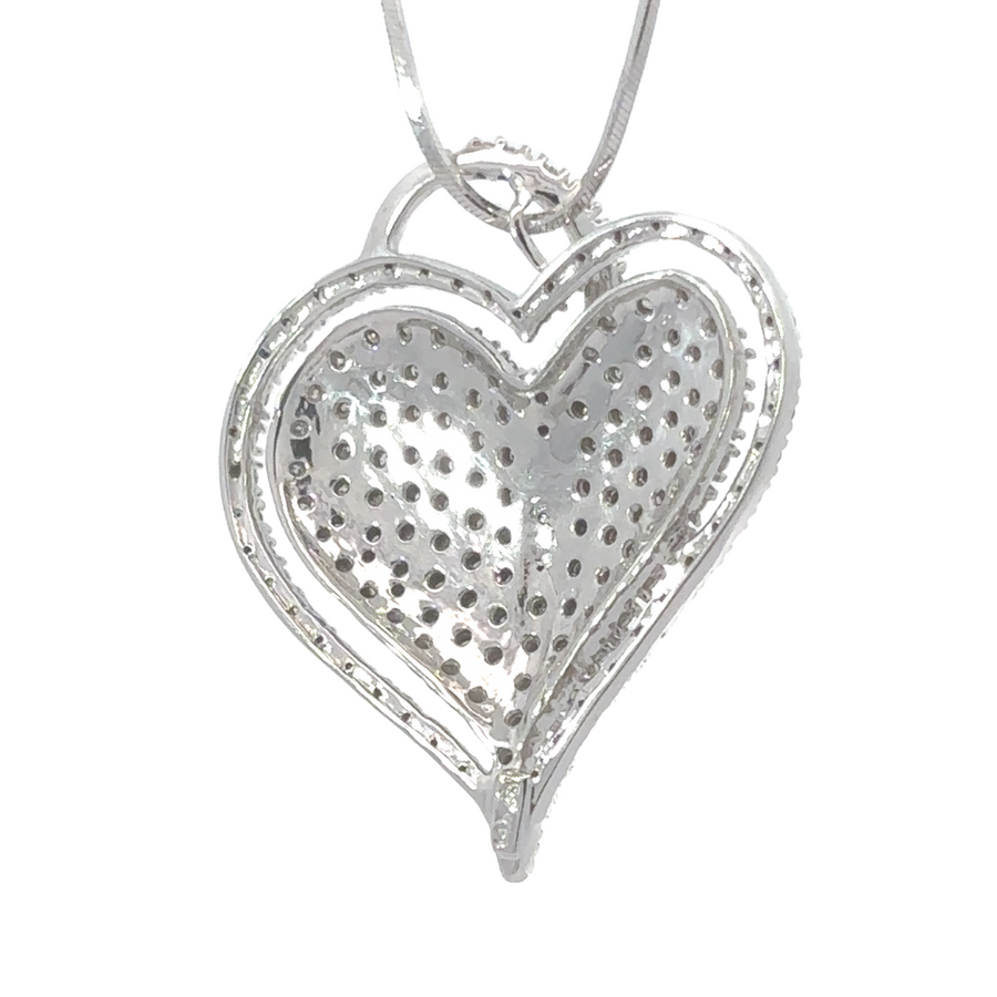 14k White Gold Heart Pendant with 0.75 CT Diamonds – For Women